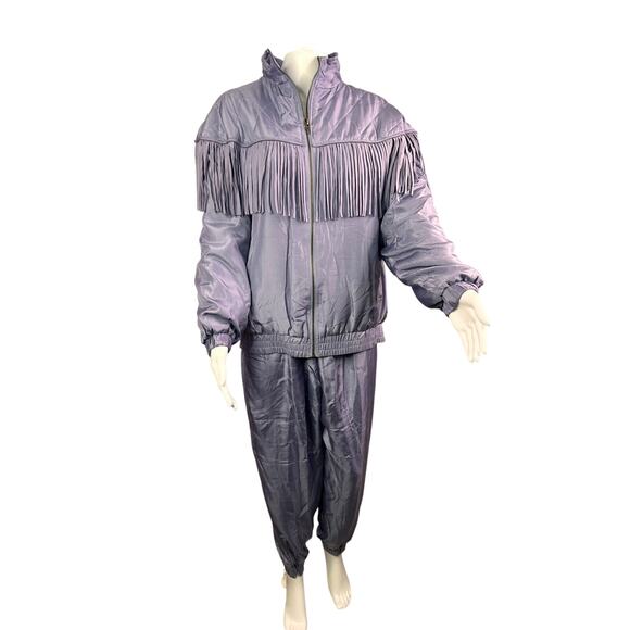 Bold Spirit 90’s 100% Silk Baggy Zip Cuff Sweatpants. Size Medium